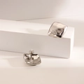 Square silver stud earrings with hammered metal texture and butterfly back closure - Wrinkled Square / Steel