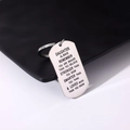 Detail of engraved stainless steel dog tag keychain with motivational message for daughter - Style 11 (To Daughter Warm Message)
