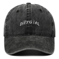 Casquette de baseball vintage en coton lavé pour filles avec broderie Babygirl noire - Taille unique / Noir