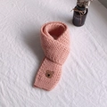 Sciarpa rosa in maglia spessa per bambini con toppa a forma di orso e caldi materiali - Rosa