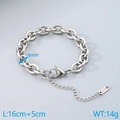 8mm silver-tone stainless steel Cuban chain bracelet with K18 tag and lobster clasp - O-Chain Round Link Steel Color (KB1862269-Z)