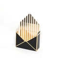 Elegant black envelope flower gift box with gold stripes inside for floral packaging - Black with Gold Stripes / 20x7x29.5CM