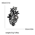 Vintage style black crystal flower brooch with silver alloy base for women suit - Gunmetal
