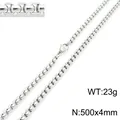 Classic silver box chain necklace 500x4mm in stainless steel with lobster clasp - Silver 500mm x 4mm