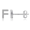 Sparkling S925 sterling silver letter F stud earring with pave-set cubic zirconia stones - Silver F