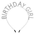 Dettaglio del cerchietto argento Birthday Girl con strass brillanti e punte antiscivolo - Fascia Argento Singola