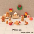Set of 17 mini Christmas resin gingerbread man figurines and festive holiday micro decor - Gingerbread Man Party [17-piece set]