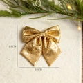 Sparkling gold sequin Christmas bow decoration, 25x20cm festive ornament for trees - Gold 20x25CM