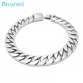Pulsera cubana de 24mm para hombre en acero inoxidable plateado cepillado en blanco - 50cm / Plata Cepillada