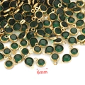 Bulk 6mm gold-plated stainless steel pendants with dark green birthstone crystals - Dark Green