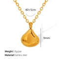 Poliertes Gold Wassertropfen Anhänger Halskette aus Edelstahl mit 40+5cm Kette - Gold