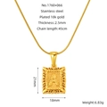 Macro detail of 18K gold-plated stainless steel necklace with relief alphabet letter A - A (Gold)
