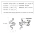 S925 sterling silver snake stud earrings with moissanite stones and polished finish - Snake Style (EMO-592) / 925 Silver / K-White Gold