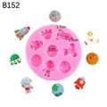 Roze siliconen vorm met astronauten en raketten voor creatieve taartdecoraties - B152 / Roze