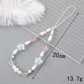 Handmade beaded phone strap with white pearls and colorful stars for accessories - Electroplated Star