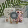 Gray foldable LED lantern lamp with wood grain handle and rotating 360-degree design - Birthday Bag + Cupid Gift Wrap / Gray