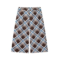 Pantaloni a gamba larga a quadri marroni e blu stile vintage, stesi su fondo bianco - XS / Pants