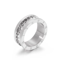Silver stainless steel wide ring featuring Roman numerals and pyramid stud detailing - US 7 / Steel Color (KR92035-GC)