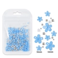 Blue 5-petal resin flowers with silver and white nail art beads in 3mm and 6mm sizes - Blue Flower With Silver Bead