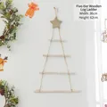 Triangle wooden Christmas tree wall hanging with star top and rope 36x62cm size - 5-Tier Wooden Strip Tree (36x62cm)
