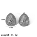 Gepolijste roestvrijstalen druppeloorbellen met schroefdraadtextuur, maat 26mm bij 21mm - Zilver (TE6669-S)
