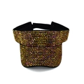 Detalle del cierre de velcro ajustable en visera negra con brillantes diamantes de imitación - Negro con diamantes de imitación dorados