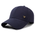Berretto da baseball blu scuro da uomo con trama ripstop e toppa in metallo - Regolabile / Blu