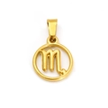 Polished gold Scorpio zodiac symbol round pendant made of stainless steel jewelry - Scorpio (SP641G-8)