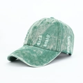 Berretto da baseball in denim verde lavato vintage con dettagli consumati e stile retro - Regolabile / Verde