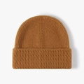 Gorro de punto acanalado en amarillo mostaza con dobladillo grueso para el invierno - Caramelo