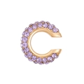 Elegant C-shaped gold-plated ear cuff featuring double rows of purple crystals - 1.3cm Outer Diameter / KC Gold - Purple (2781)