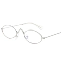 Retro small oval metal sunglasses with bright silver frames and transparent lenses - Silver Frame Clear Lenses