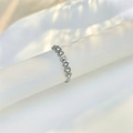 Minimalist silver geometric ring with sparkling zircons on a clean aesthetic background - Adjustable Open / Silver with White Zirconia