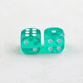 Translucent emerald green acrylic dice charms with silver metal rings for DIY keychains - Lake Green
