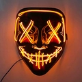 Halloween LED mask with orange EL wire featuring X-shaped eyes and a stitched mouth design - Orange
