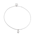 Minimalist silver heart pendant necklace in titanium steel with adjustable link chain - Silver (KN118861-Z)