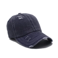 Gorra de béisbol de mezclilla azul oscuro vintage con detalles rotos y desgastados - Azul marino