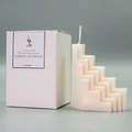 Minimalist S-shaped geometric soy candle in cream white with premium paper gift box - Regular Step / 10x10x5cm Box / White