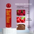 Floral fruit perfume spray in a red 168ml bottle with a round cap on a marble stand - B1006 RED ROSE/168ml