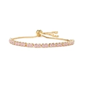 Pink evil eye charm bracelet with gold box chain and adjustable bolo slider clasp - Pink