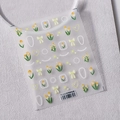 5D embossed 3D nail art sticker TS-2322 featuring yellow tulips, pearls and bows - Pearl Tulip (TS-2322)