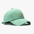 Mint green cotton baseball cap featuring beige letter P towel embroidery patch - Fruit Green