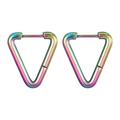Pendientes de triángulo de acero inoxidable arcoíris para hombre y mujer en fondo blanco - Colorido