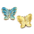 Gold-plated butterfly charm with blue gradient enamel inlay for DIY jewelry - No.4 Butterfly / 20x24mm / Blue
