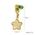 Golden heart earring with colorful rhinestones and white star pendant measuring 23mm - Multicolor Rhinestone Top White Star Decor (YTE2411008-10)