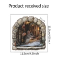 3D realistic mouse in stone hole wall sticker with cozy lighting and snow effect - Mouse Standing at Cave Entrance Style (fun-s20) / 11.5*11.5cm