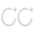 Minimalist silver bubble C-shaped hoop earrings in polished stainless steel for women - Twist Steel