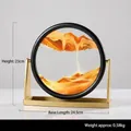 Moving sand art decor in desert yellow with black frame, 23cm height liquid sand picture - 8 Inch Stand Yellow
