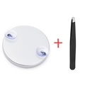 Silver magnifying mirror with suction cups and black precision tweezers set - 10X Magnifying Mirror (Bagged) + Tweezers / Silver
