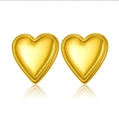 Elegant gold heart earrings with polished finish on a white reflective surface - Minimalist Rounded Mirror Heart